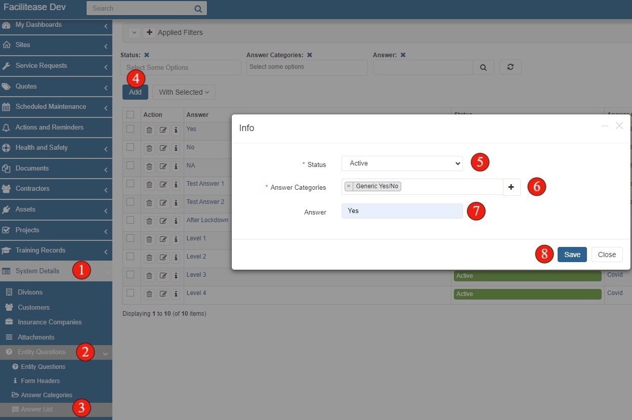 Answer Options form