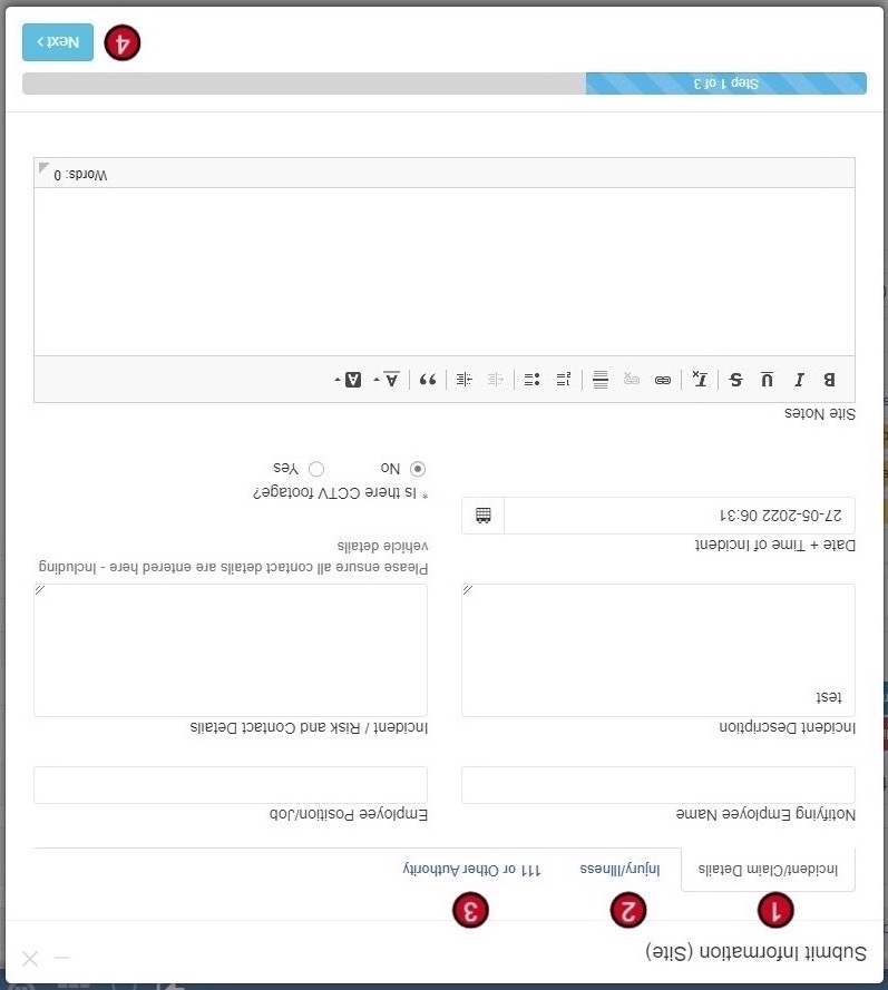 Contractor submits information form