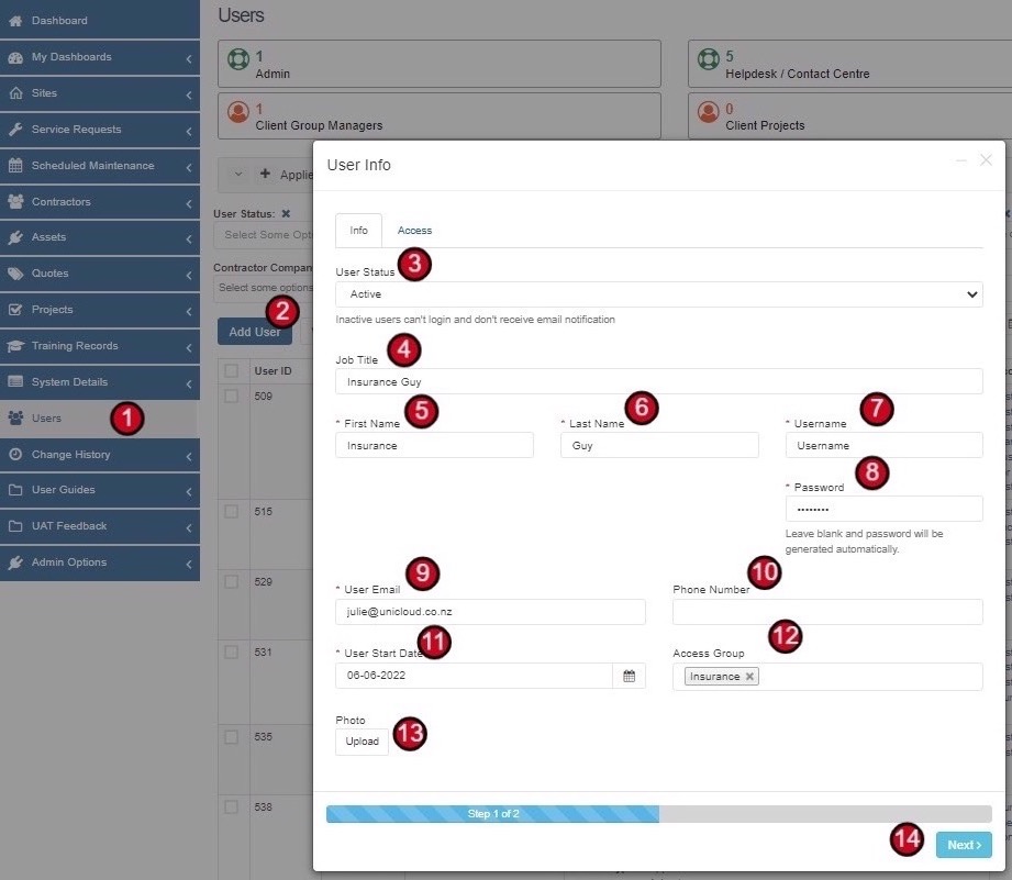 Insurance Company Settings tab
