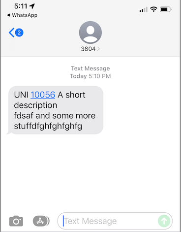 SMS received on mobile phone