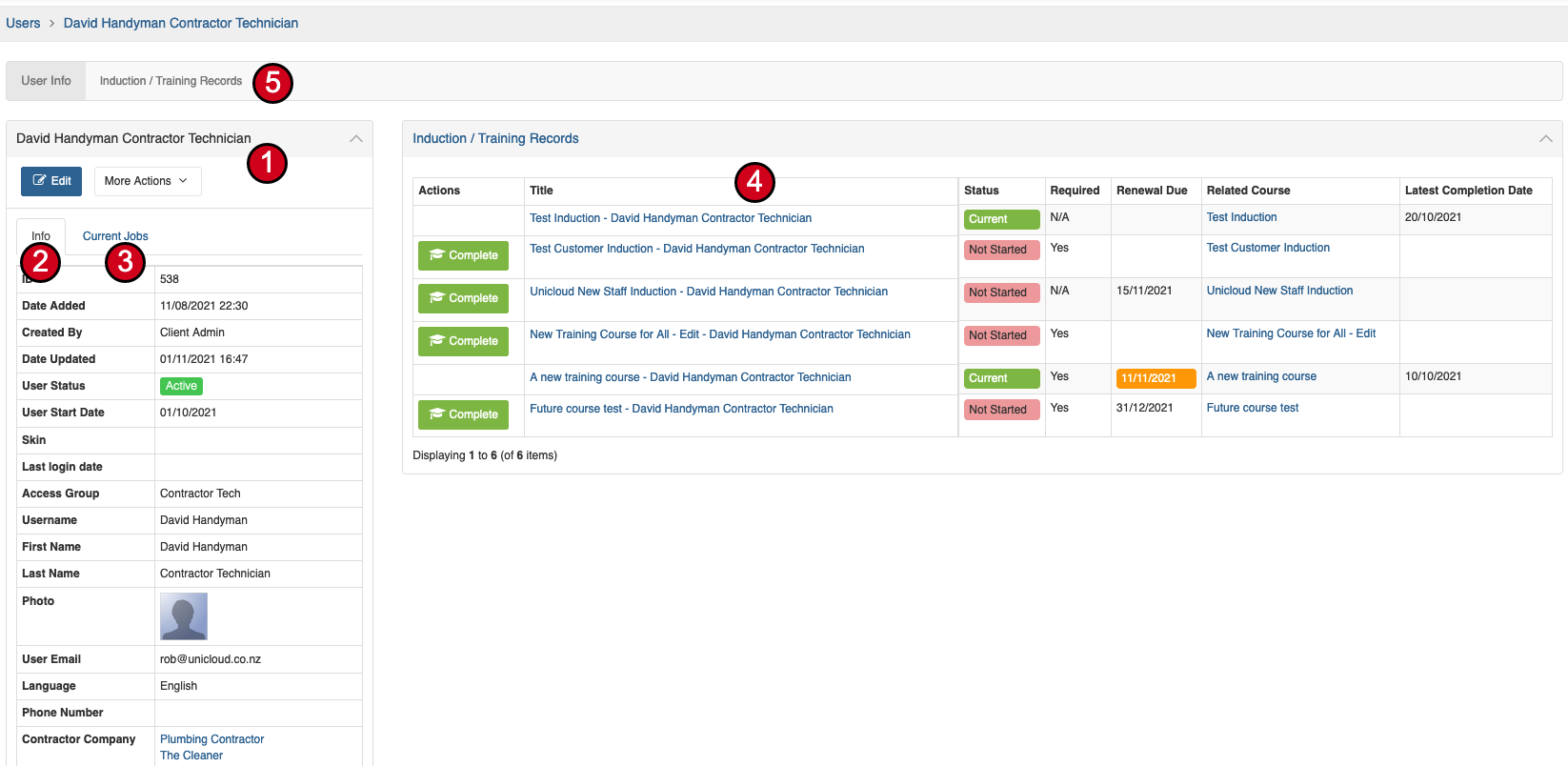 Course Completion from User Profile