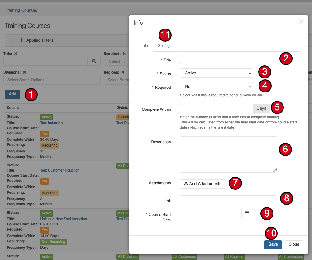 Add Training Course Form