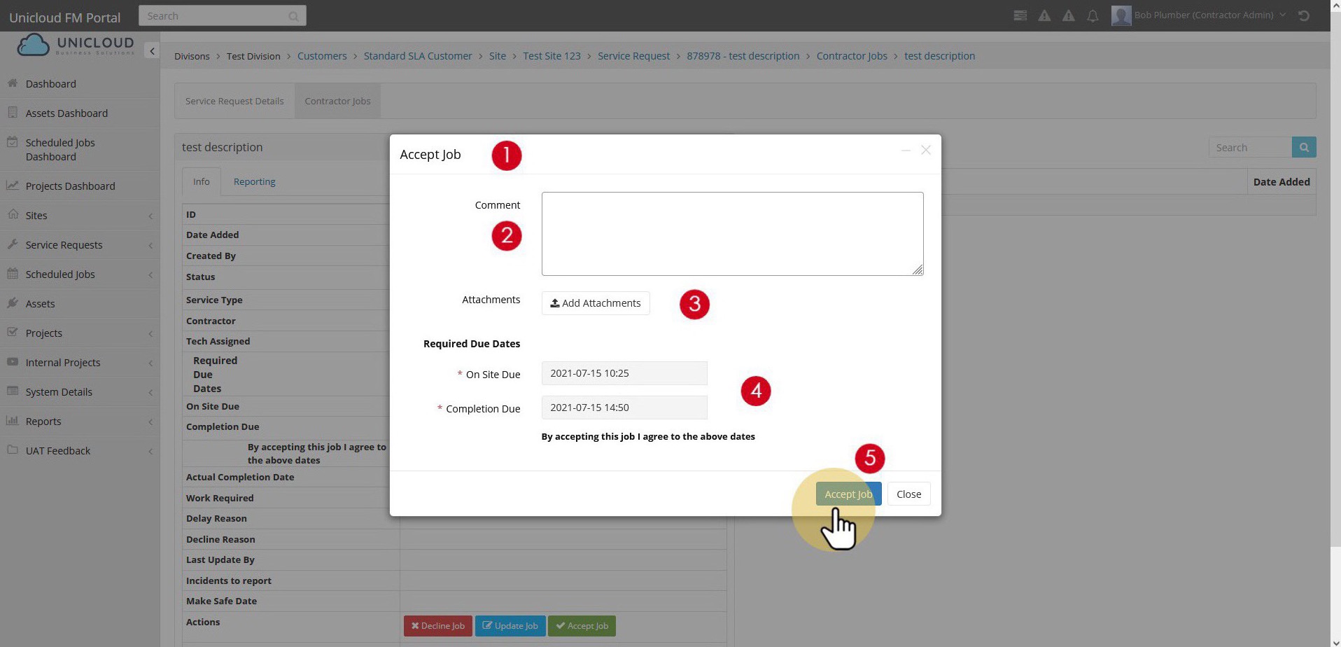 Contractor Dashboard view