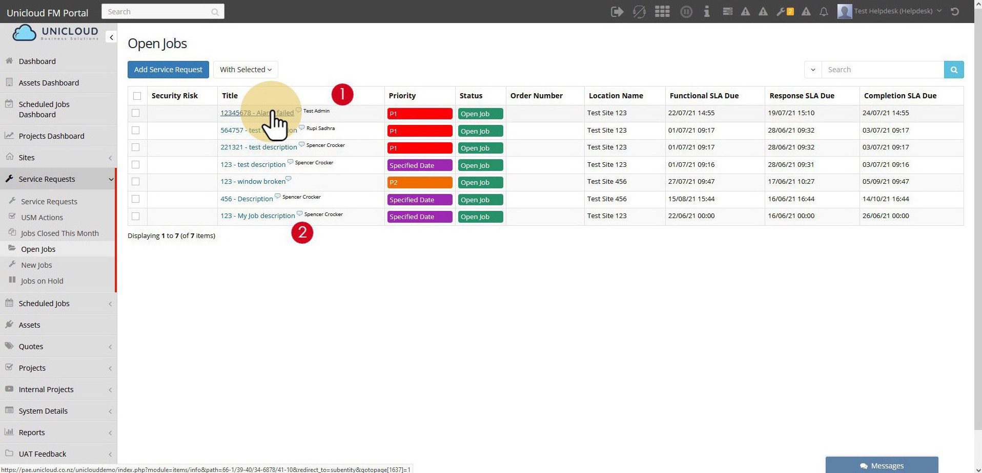 Open Jobs list view