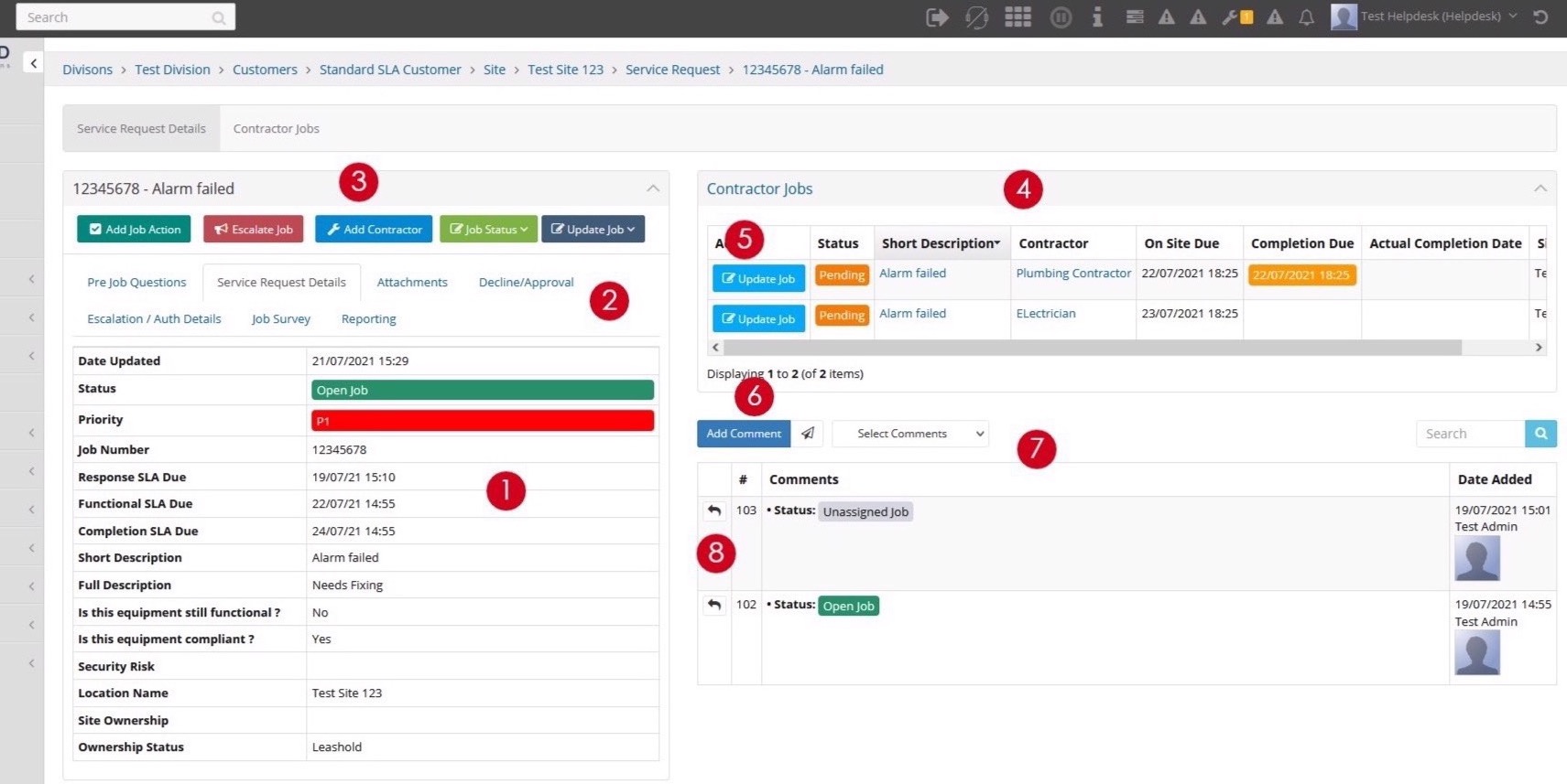 Job Record with tabs and details