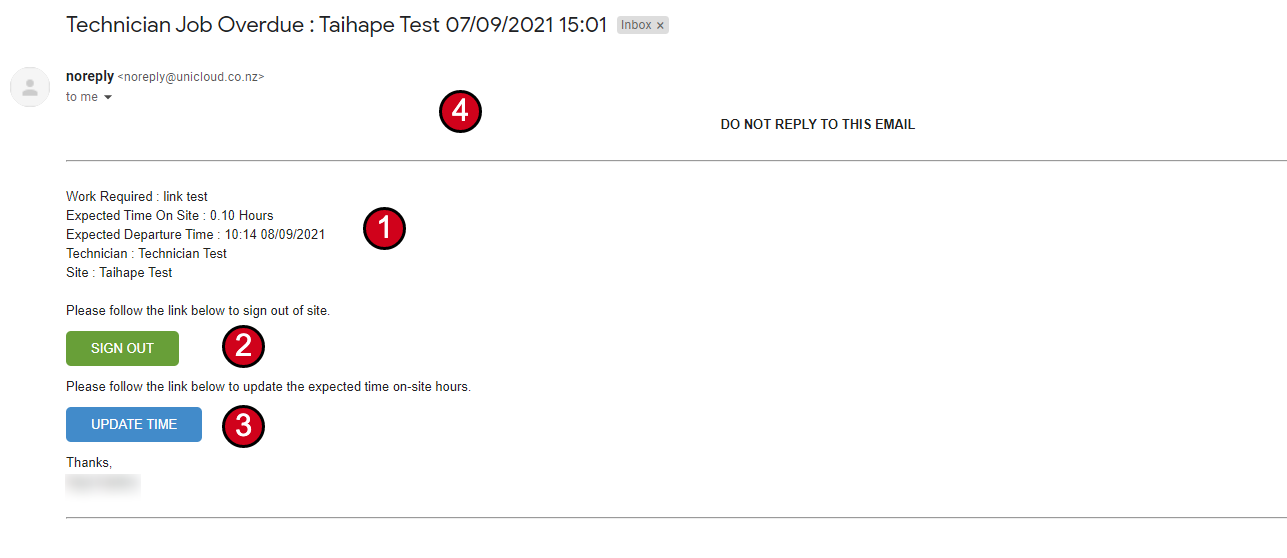 Job Overdue Email